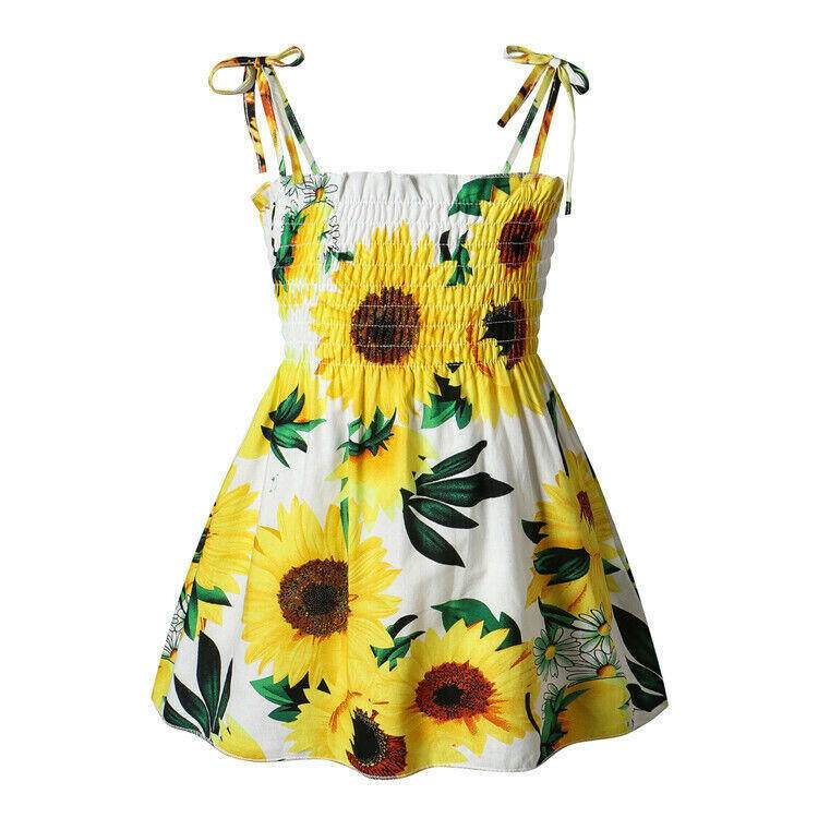 size 18-24 months new toddler girls dress 100% cotton sunflower girls dress - MARIGOLD