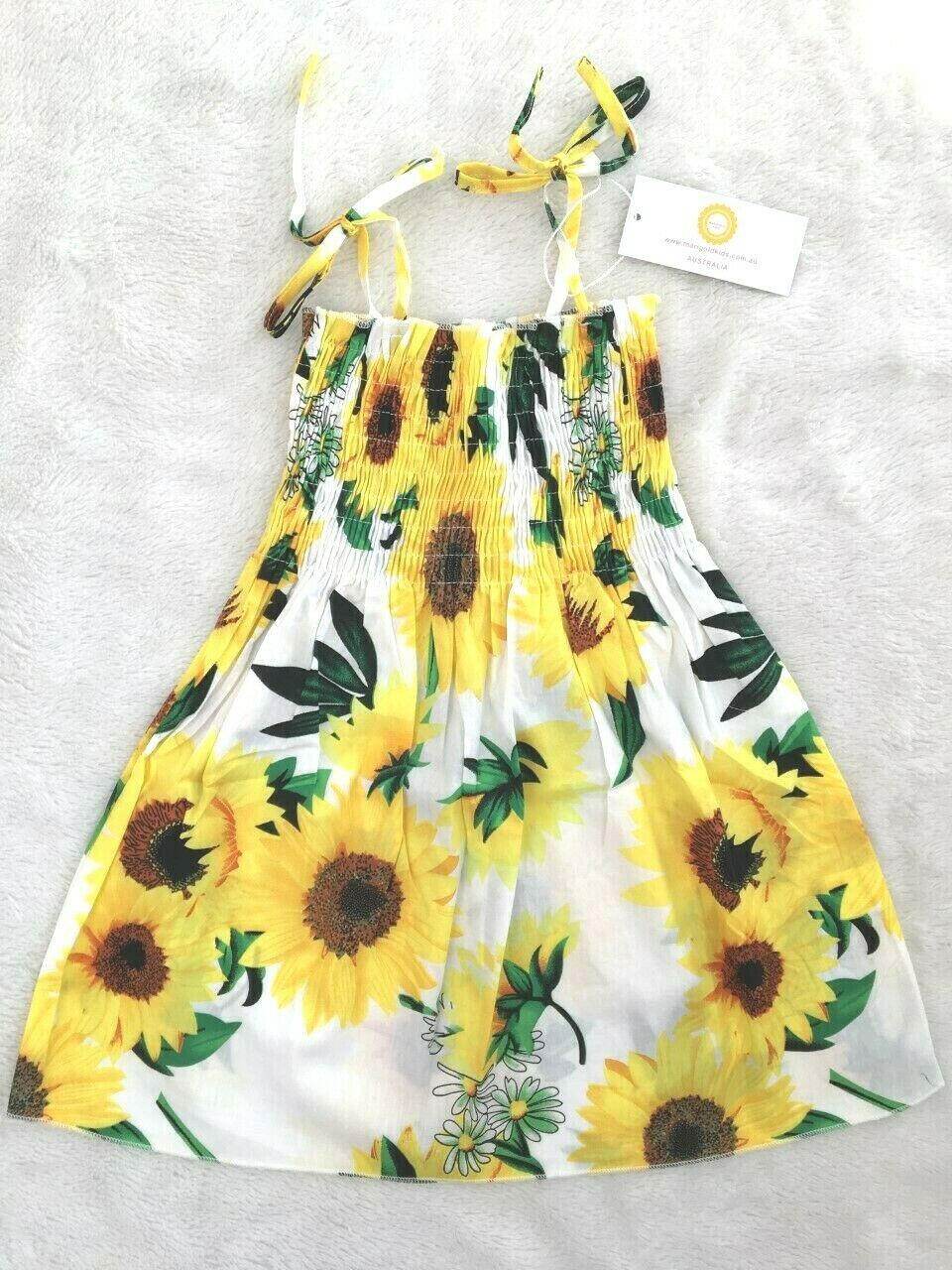 size 18-24 months new toddler girls dress 100% cotton sunflower girls dress - MARIGOLD