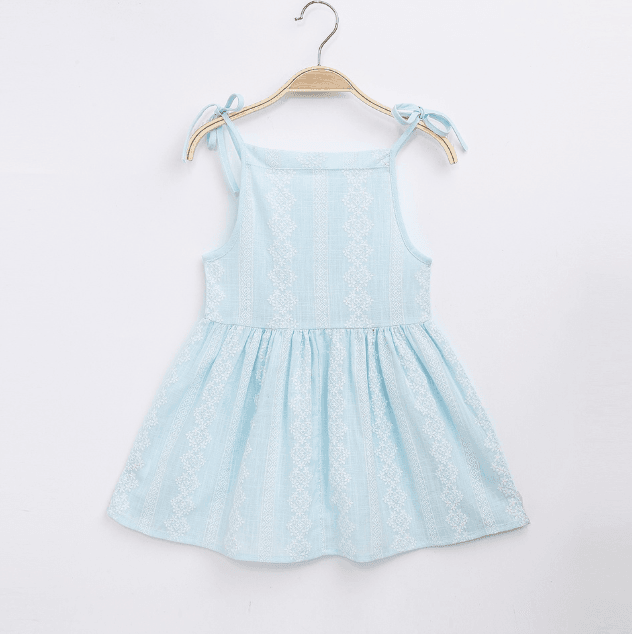 size 2-3 Years girls dress new 100% cotton light blue girls dress sundress - MARIGOLD