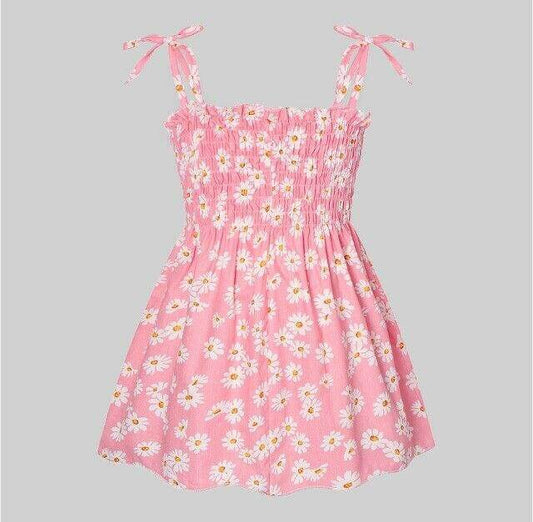 size 2-3 years new girls dress 100% cotton pretty daisy print pink girls dress - MARIGOLD