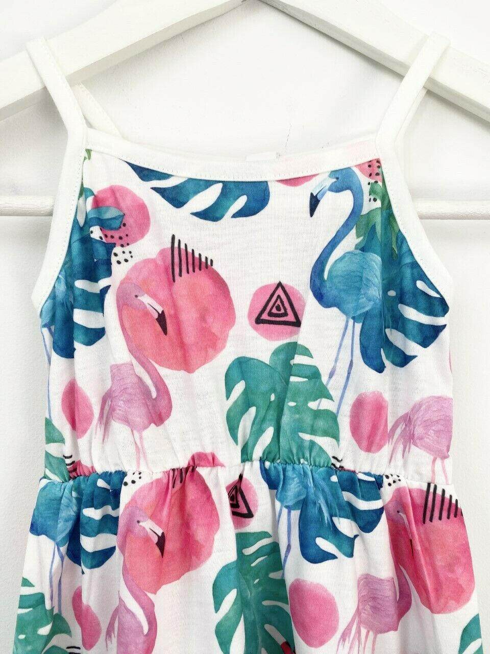 size 2 years new toddler girls dress flamingo sunset & palms print dress - MARIGOLD