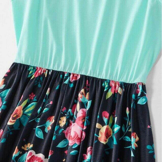 size 2 years new toddler girls dress green floral ruffle high low girls dress - MARIGOLD