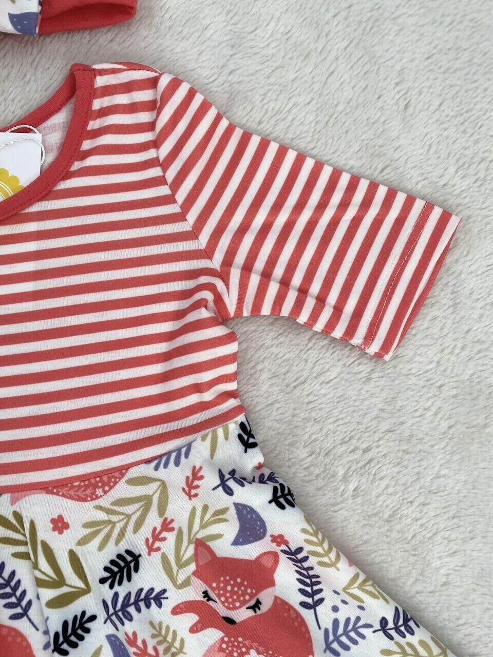 Size 2 Years Toddler Girls Dress New Red Stripe Ruffle Hem Dress & Headband Set - MARIGOLD