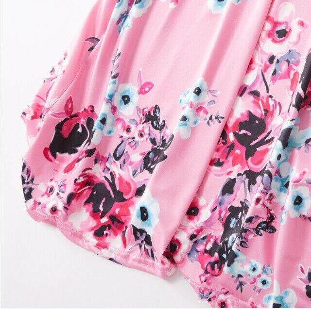 Size 3-4 Years Girls Dress New Sky Blue & Pink Floral Girls Dress with Pockets - MARIGOLD