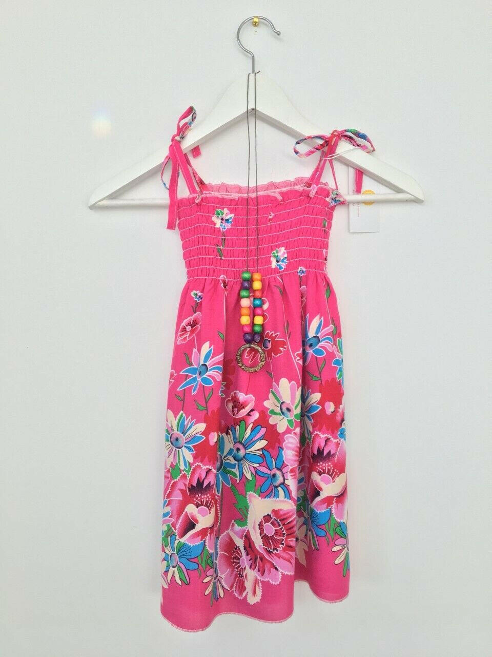 size 3-4 years new girls dress fuschia pink floral girls dress girls sundress - MARIGOLD