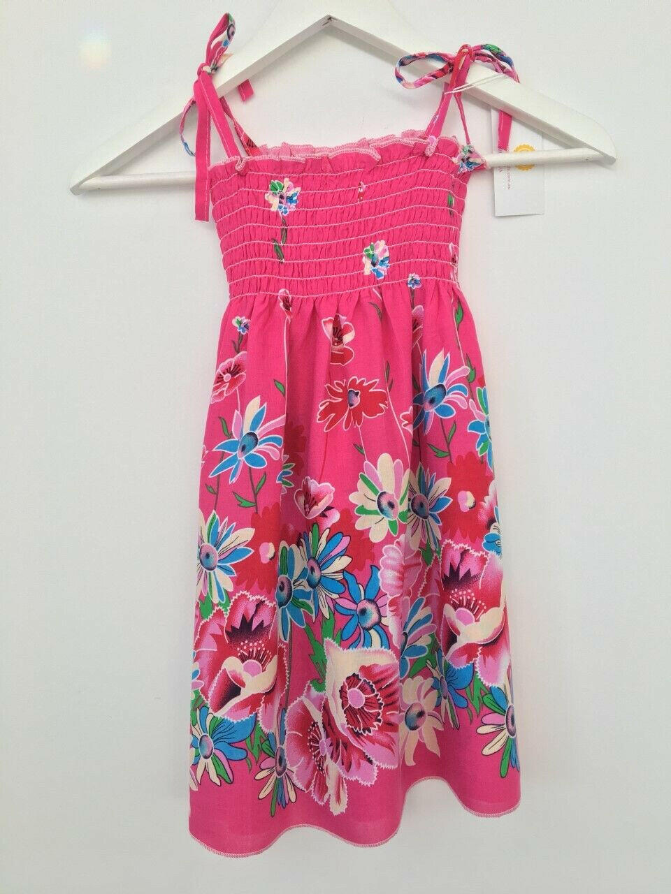 size 3-4 years new girls dress fuschia pink floral girls dress girls sundress - MARIGOLD