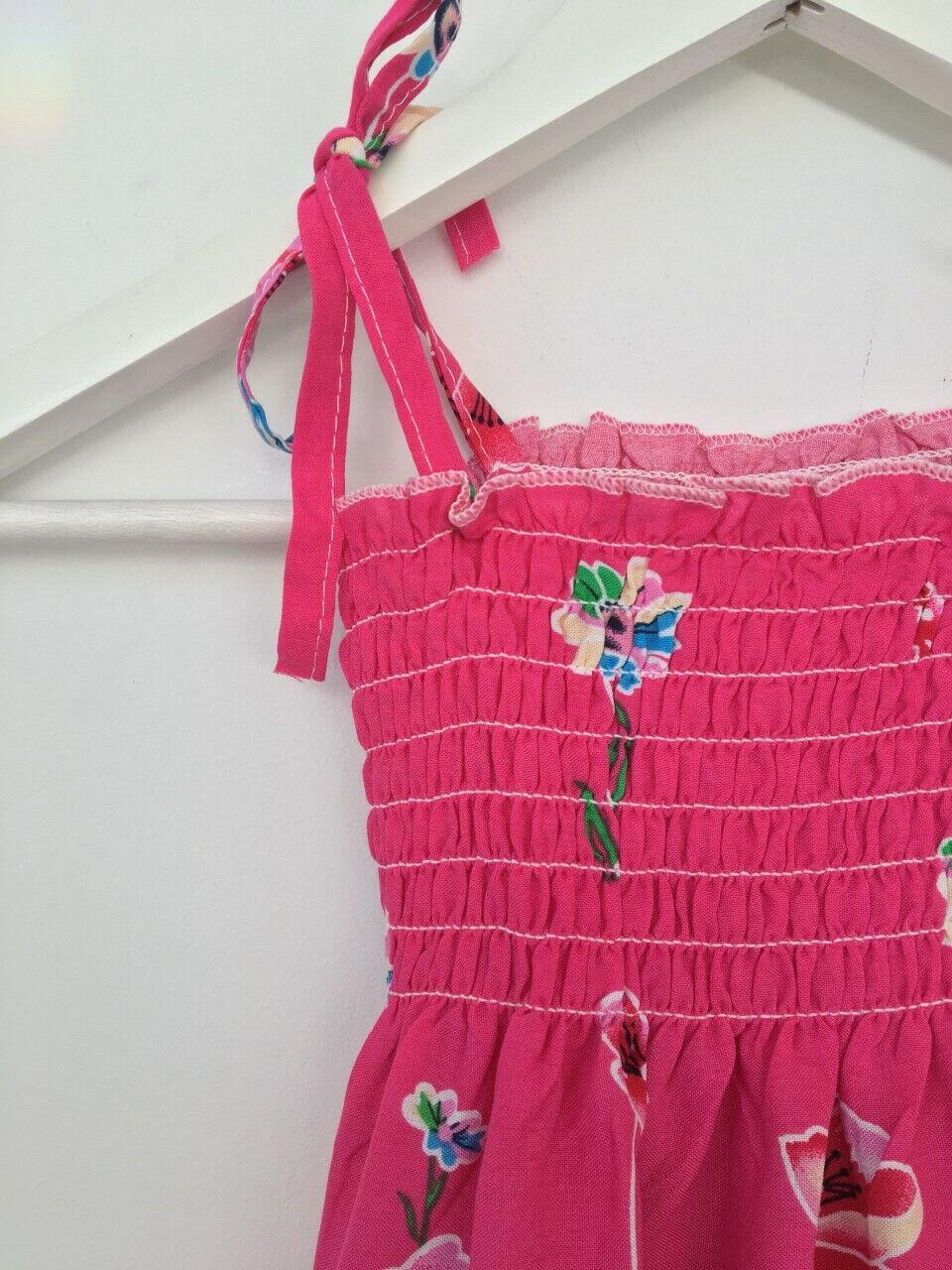 size 3-4 years new girls dress fuschia pink floral girls dress girls sundress - MARIGOLD