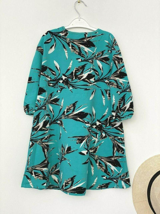 size 3-4 years new girls dress leaves green long sleeve girls dress - MARIGOLD