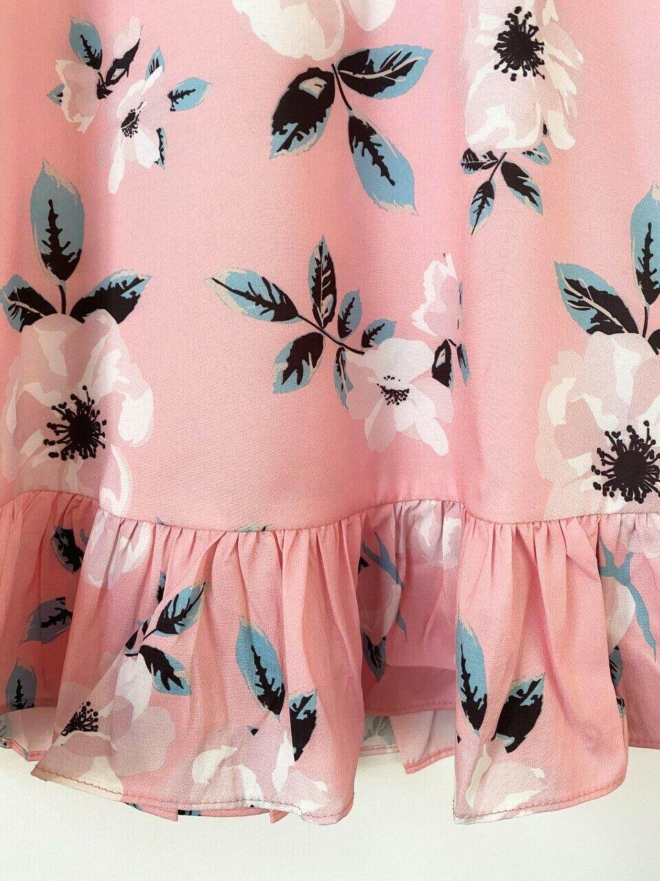 size 3-4 years new girls dress pretty pink floral flutter sleeve girls dress - MARIGOLD