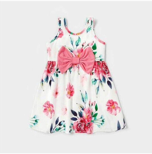 size 3-6 months Baby Girls Dress Pretty Pink Bow Floral Baby Girls Dress - MARIGOLD