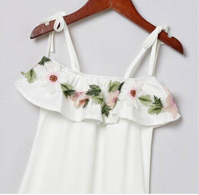 Size 3 Years Girls Dress New Flower Applique White Ruffle Top Girls Dress - MARIGOLD