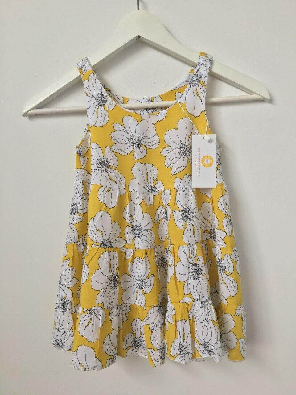 size 3 years new girls dress yellow floral print girls dress - MARIGOLD