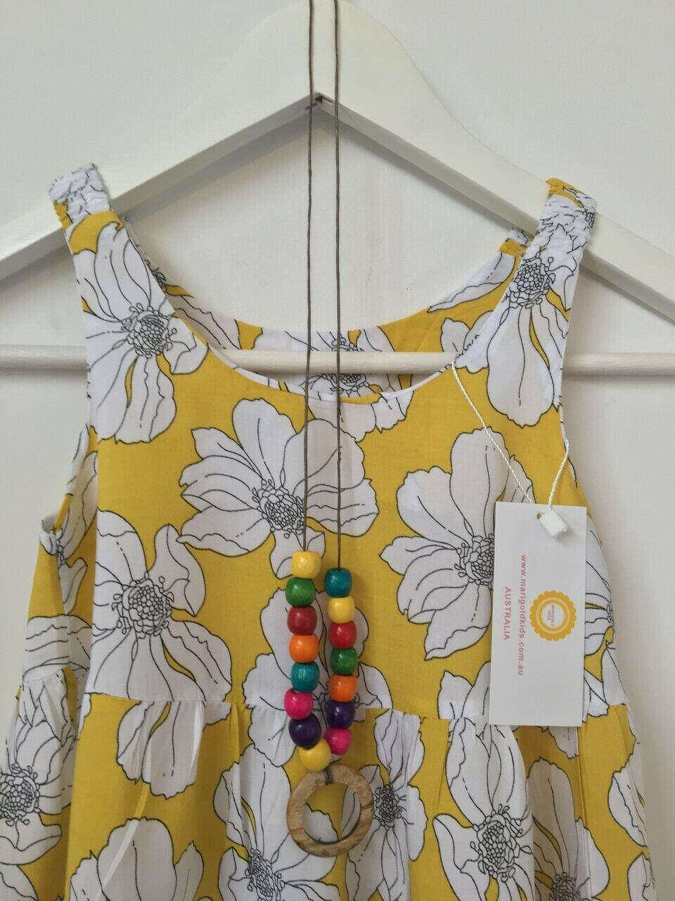 size 3 years new girls dress yellow floral print girls dress - MARIGOLD