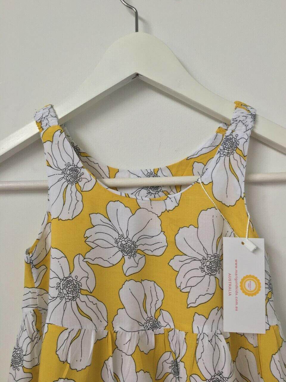 size 3 years new girls dress yellow floral print girls dress - MARIGOLD