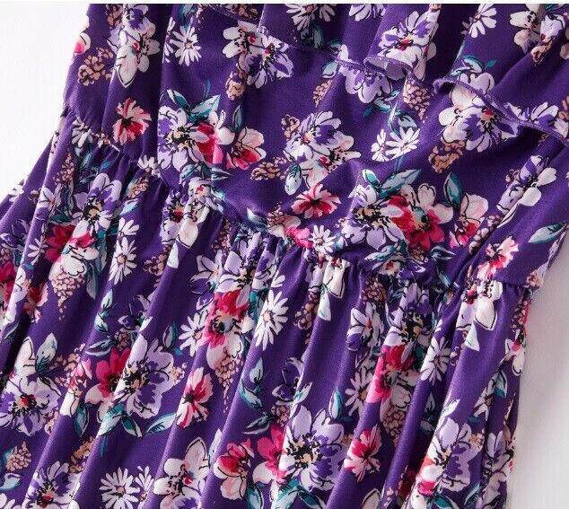 Size 4-5 Years Girls Dress New Pretty Floral Purple High Low Dress with pockets - MARIGOLD