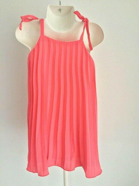 size 5 years new girls dress coral red chiffon pleat girls dress girls clothing - MARIGOLD