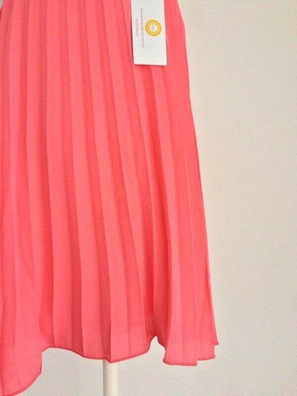 size 5 years new girls dress coral red chiffon pleat girls dress girls clothing - MARIGOLD
