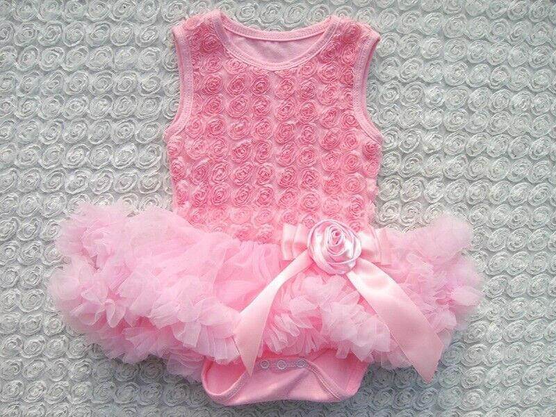 size 6-12 months new baby girls pretty pink rose pettidress baby girls dress - MARIGOLD