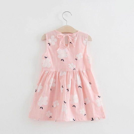 size 6-9 months new baby girls dress 100% cotton floral pink baby girls dress - MARIGOLD