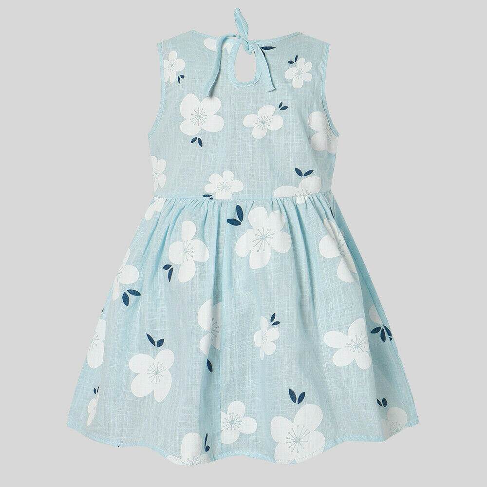 size 9-12 months new baby girls dress 100% cotton white floral girls dress - MARIGOLD