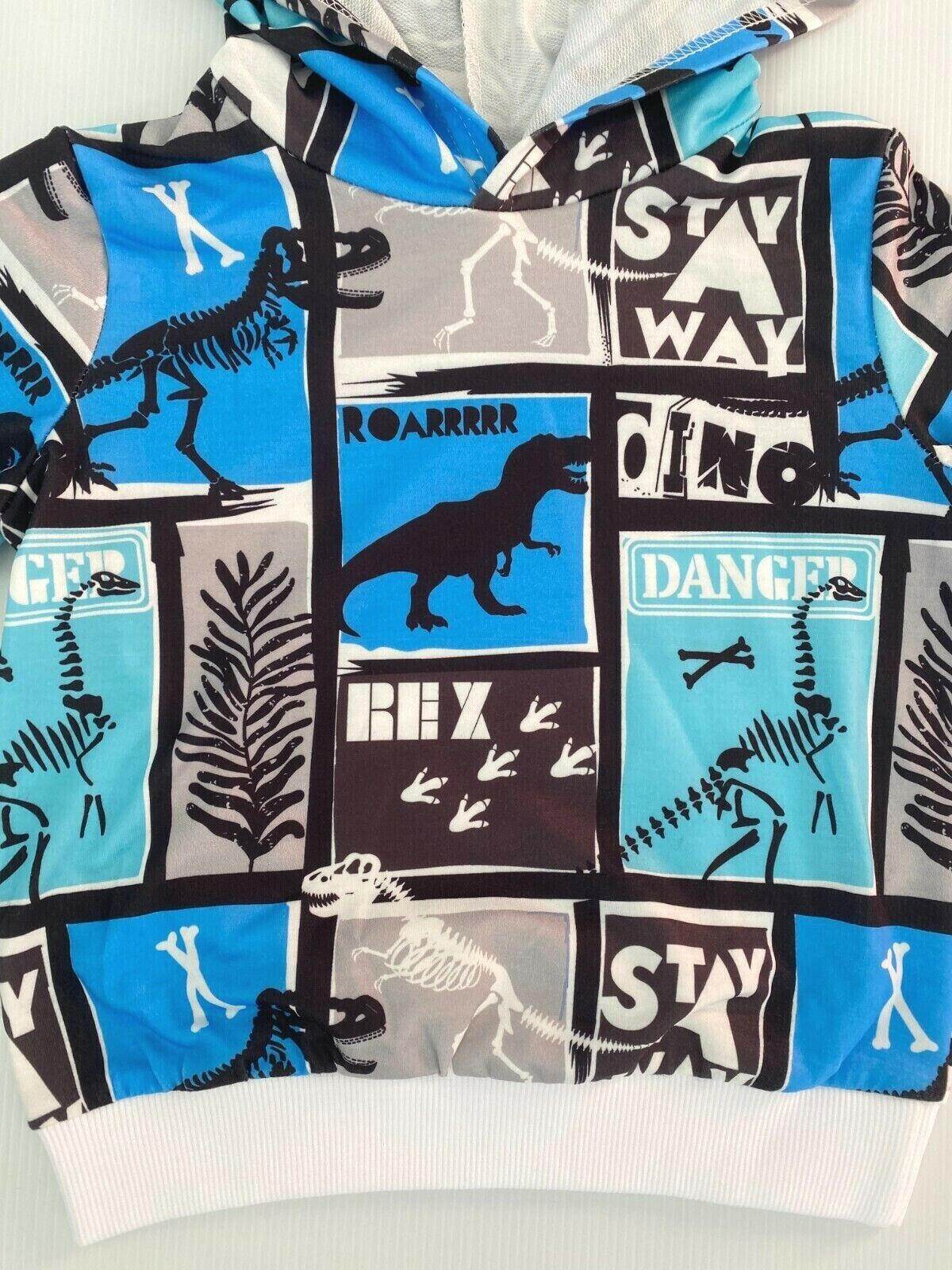 boys top dinosaur rex blue black boys hoodie top - MARIGOLD