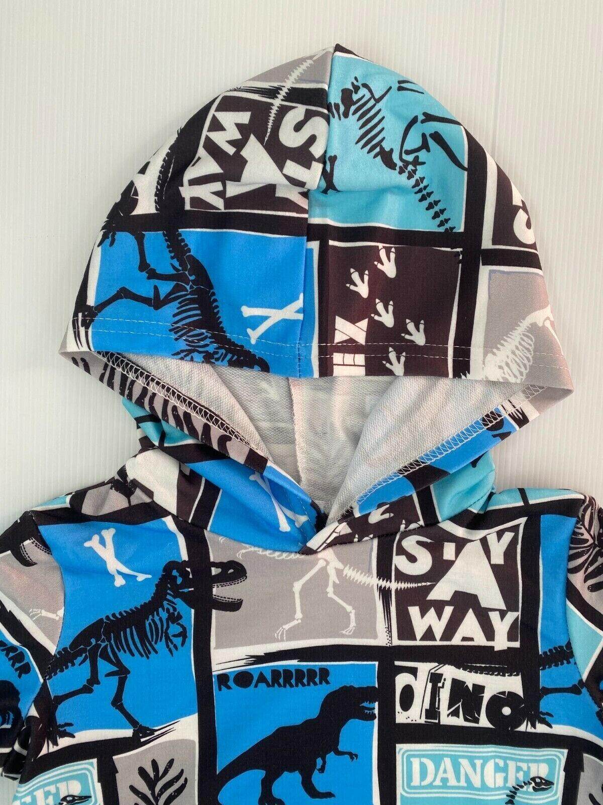 boys top dinosaur rex blue black boys hoodie top - MARIGOLD