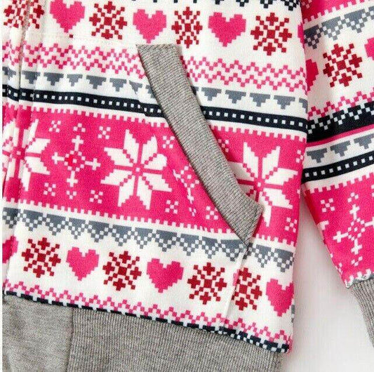 Size 4 years Girls Jacket New Snowflake Heart Pink Hoodie Top - MARIGOLD