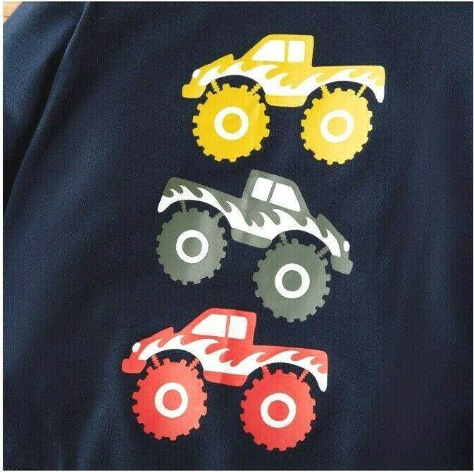 size 4-5 years new boys dark blue monster trucks long sleeve top -1 left! - MARIGOLD