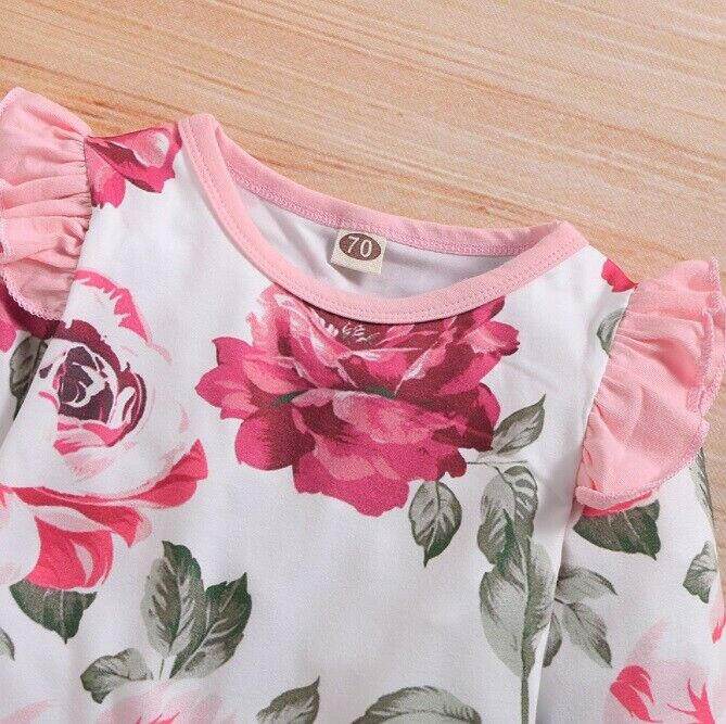 size 3-6 months / 9-12 months girls jumpsuit new pink rose ruffle jumpsuit - MARIGOLD
