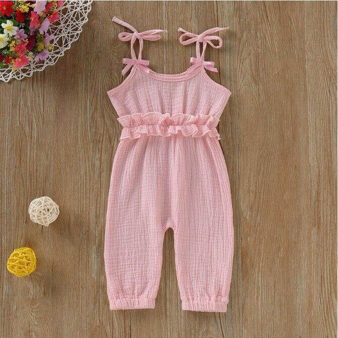 size 3-6m to 12-18 months new baby girls jumpsuit pink 100% cotton jumpsuit - MARIGOLD
