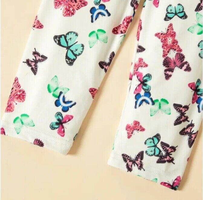 size 18-24m to 5-6 years new girls leggings colourful butterfly print leggings - MARIGOLD