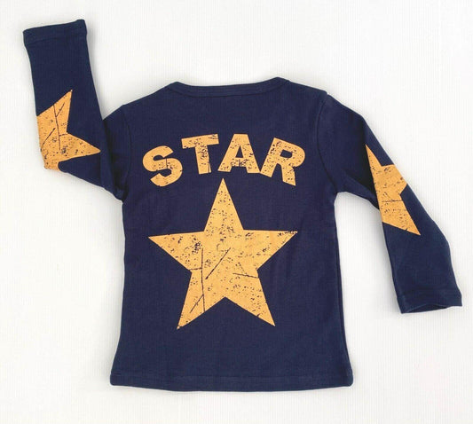 Boys Dark Blue Navy Star Print Long Sleeve Top (Size 3 Years) - MARIGOLD