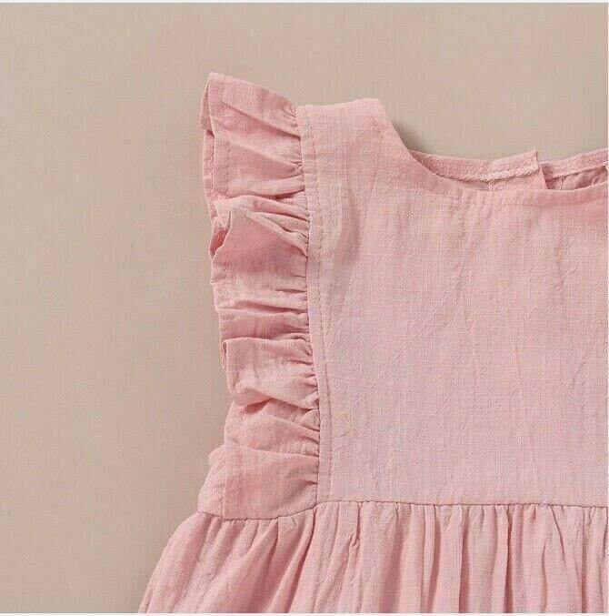 Size 12-18 Months Baby Girls Pink Ruffle Sleeve Jumpsuit - MARIGOLD