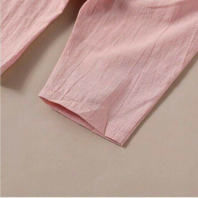 Size 12-18 Months Baby Girls Pink Ruffle Sleeve Jumpsuit - MARIGOLD