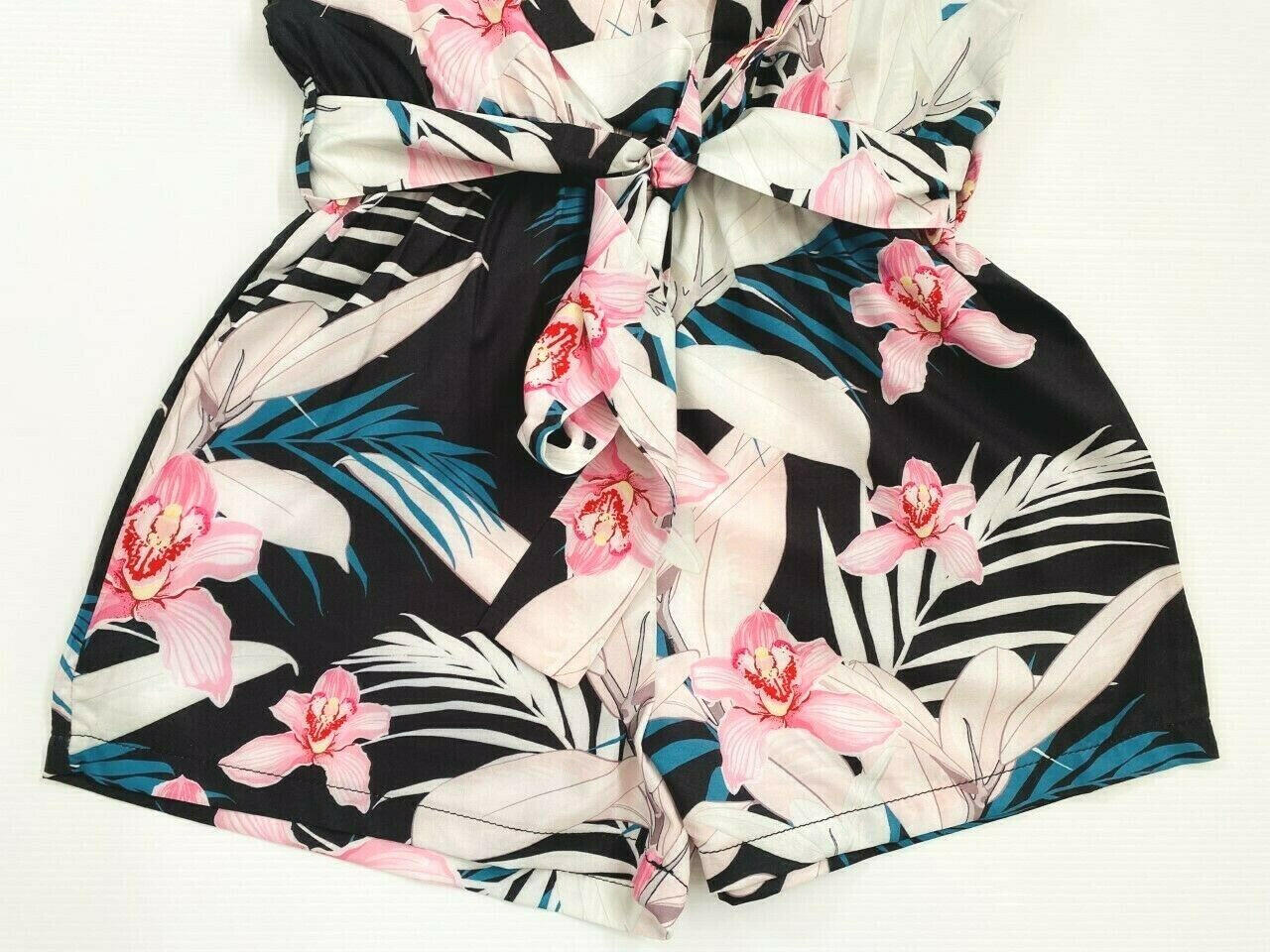 size 3/4/6/8 years new girls playsuit pink lily black belted playsuit/romper - MARIGOLD