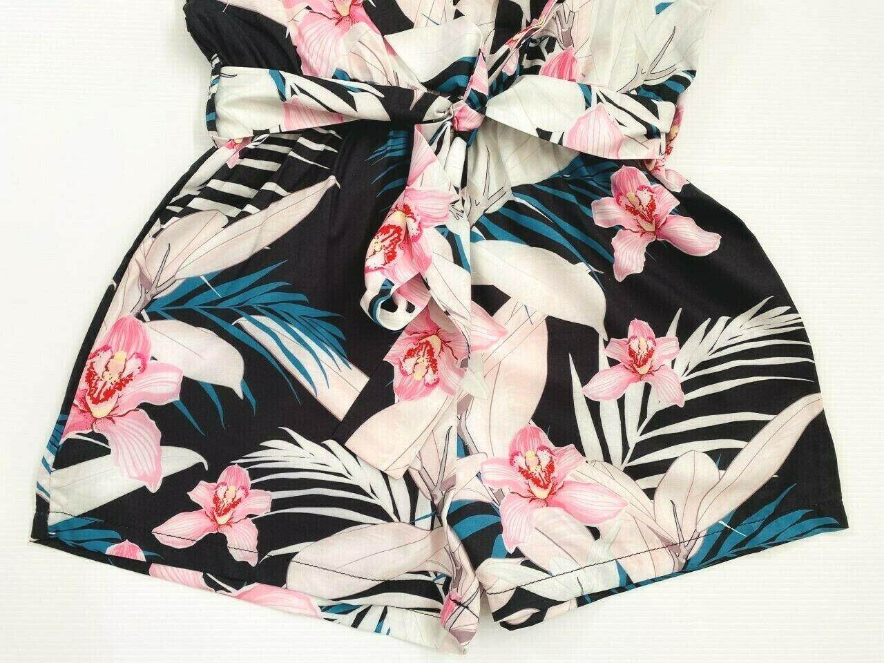 size 3/4/6/8 years new girls playsuit pink lily black belted playsuit/romper - MARIGOLD