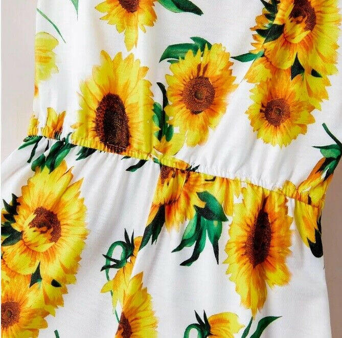 size 5y/6y/7y/8 years new girls playsuit romper yellow sunflower playsuit romper - MARIGOLD
