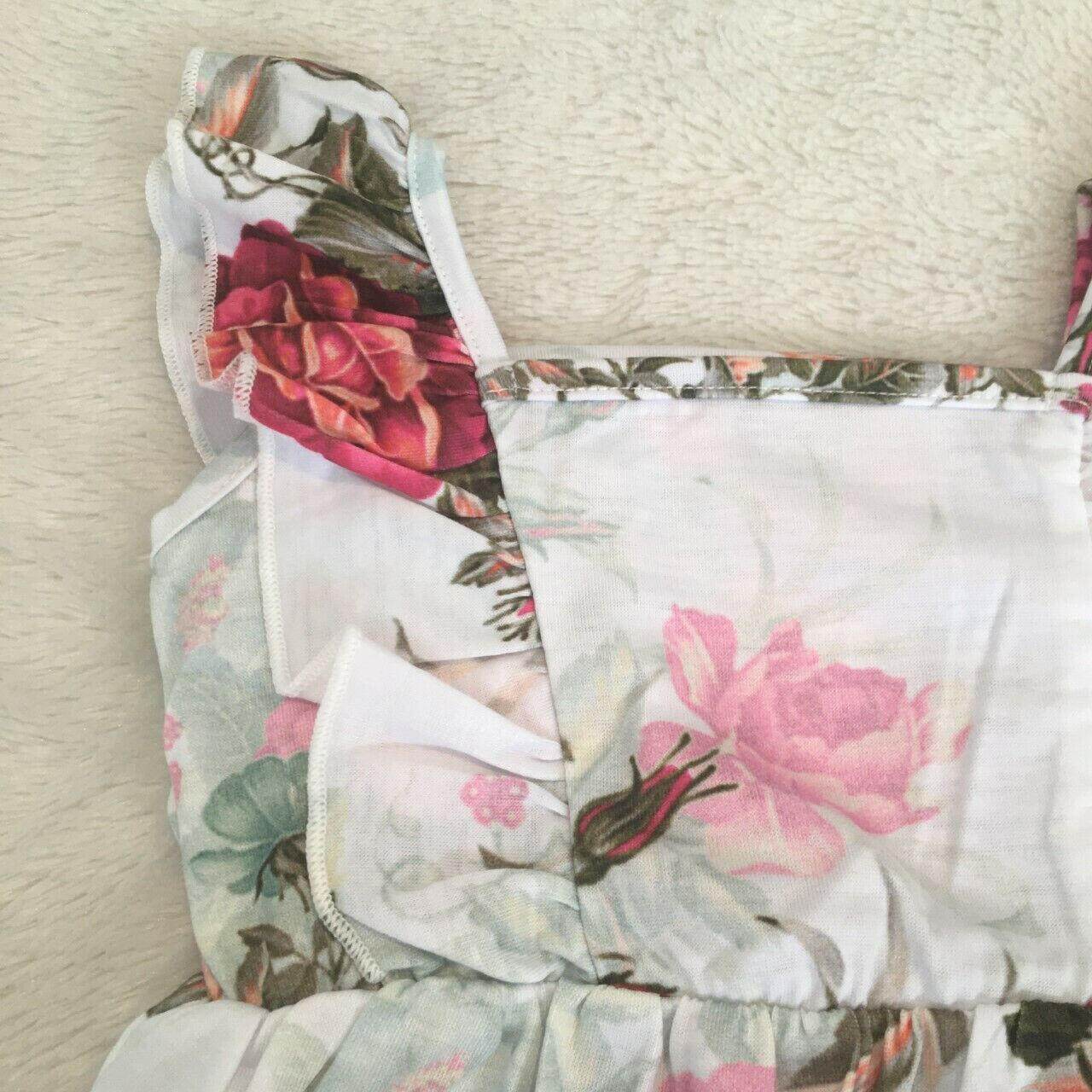 baby girls romper new size 0-3 months red floral Ruffle sleeve baby girls romper - MARIGOLD