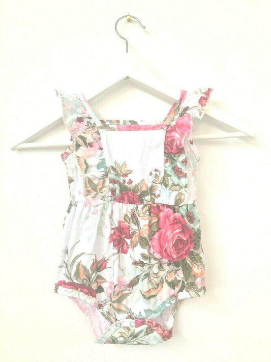 size 12-18 months new toddler girls romper new pretty floral girls romper - MARIGOLD