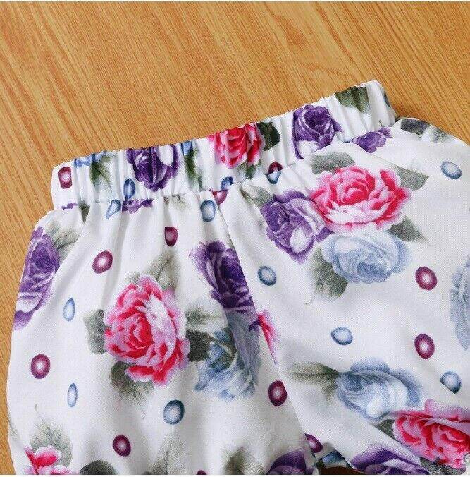 Baby girls clothing new purple lavender bodysuit floral shorts headband set - MARIGOLD