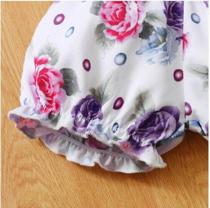 Baby girls clothing new purple lavender bodysuit floral shorts headband set - MARIGOLD
