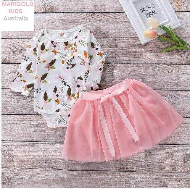 Baby Girls Dress baby girls bodysuit & tulle skirt set - Select Size - MARIGOLD