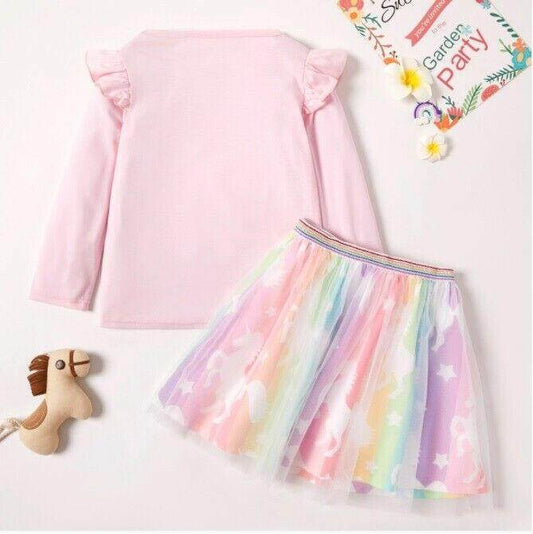 Girls' Unicorn Top & Tulle Skirt Set - Size 8-9 Years - MARIGOLD
