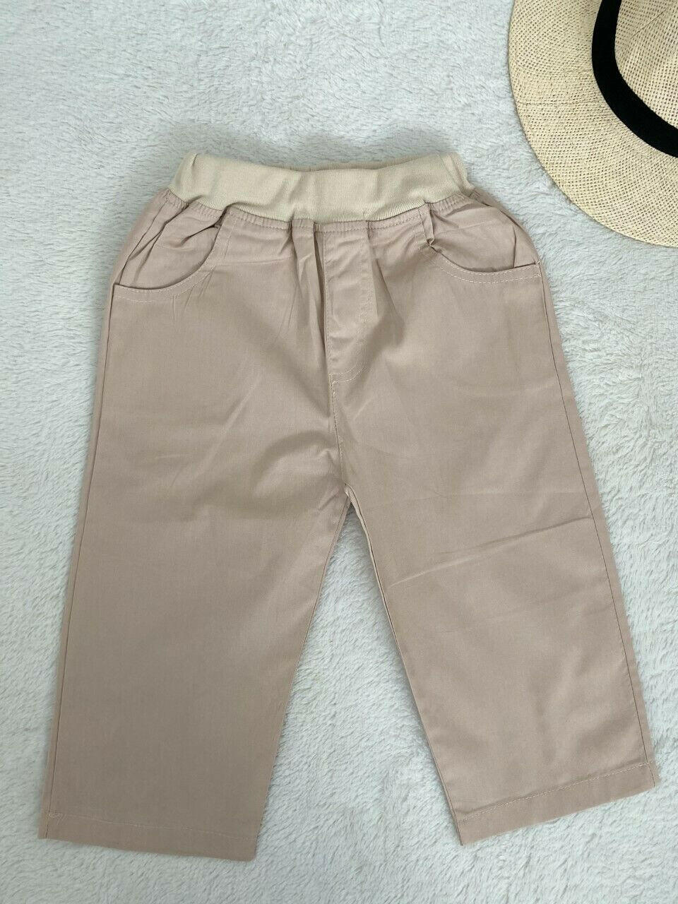 Toddler Boys' Size 2 Years Cocoa Check Shirt and Beige Pants Outfit - MARIGOLD