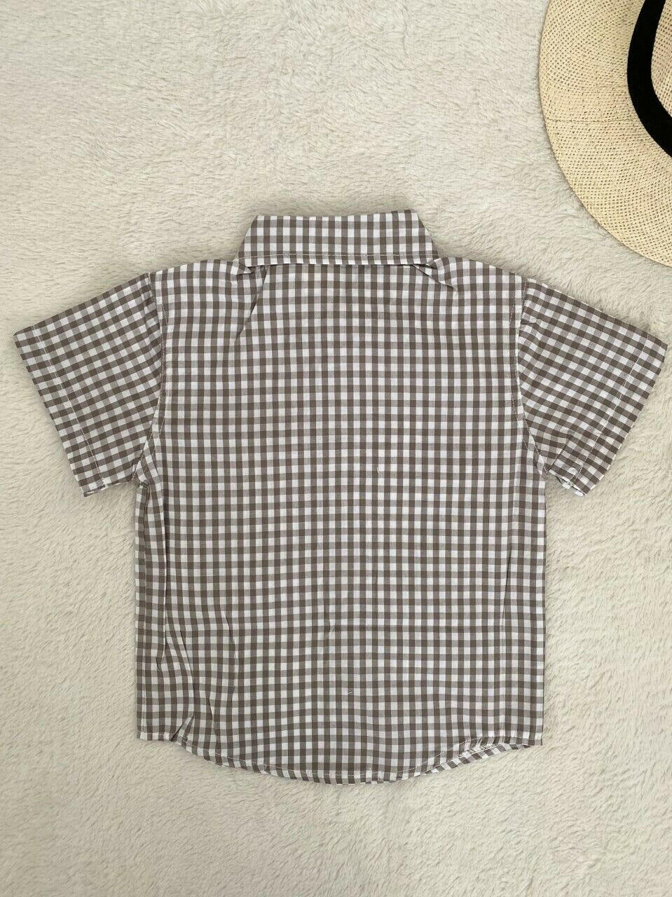 Toddler Boys' Size 2 Years Cocoa Check Shirt and Beige Pants Outfit - MARIGOLD