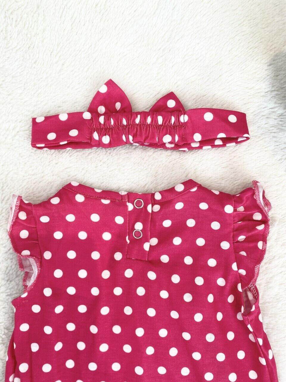 Baby Girls Clothing New Size 3-6 months Red Polkadot Baby Romper & Headband Set - MARIGOLD