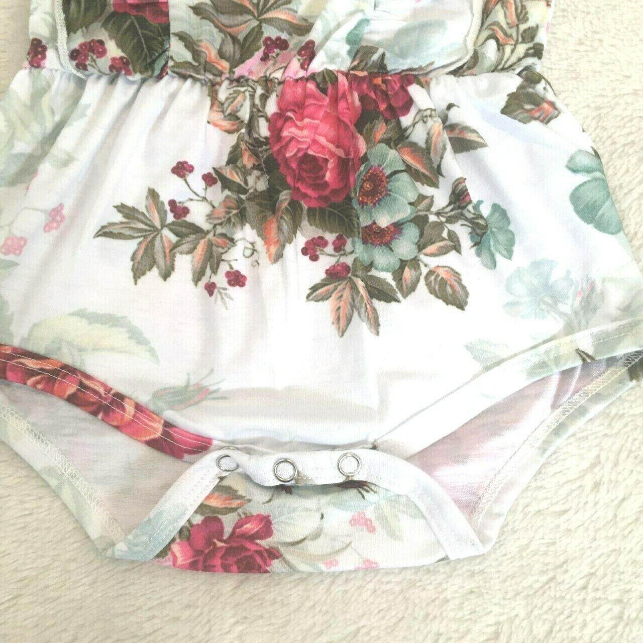 baby girls romper size 6-9 months red floral ruffle sleeve baby girls romper - MARIGOLD