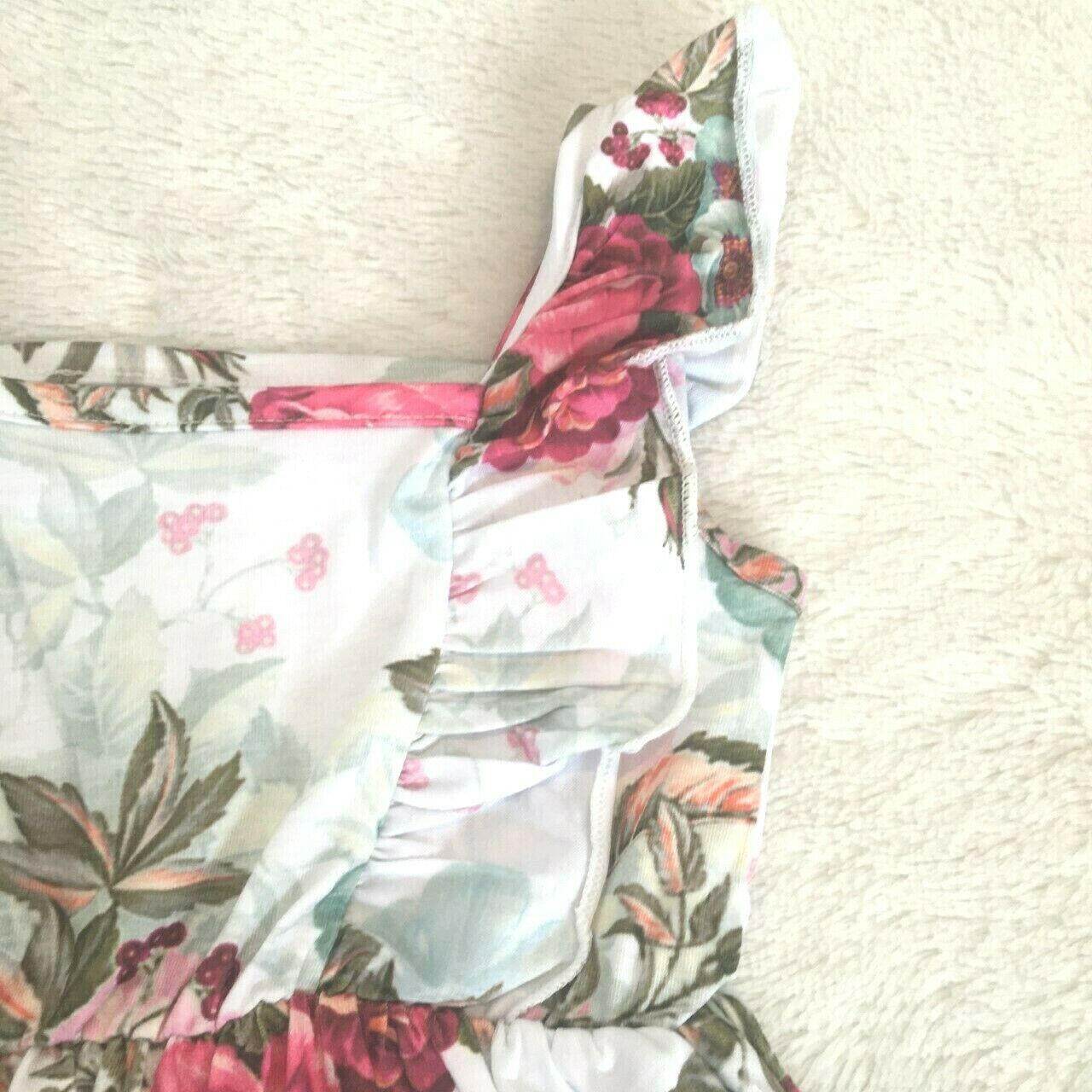 baby girls romper size 6-9 months red floral ruffle sleeve baby girls romper - MARIGOLD