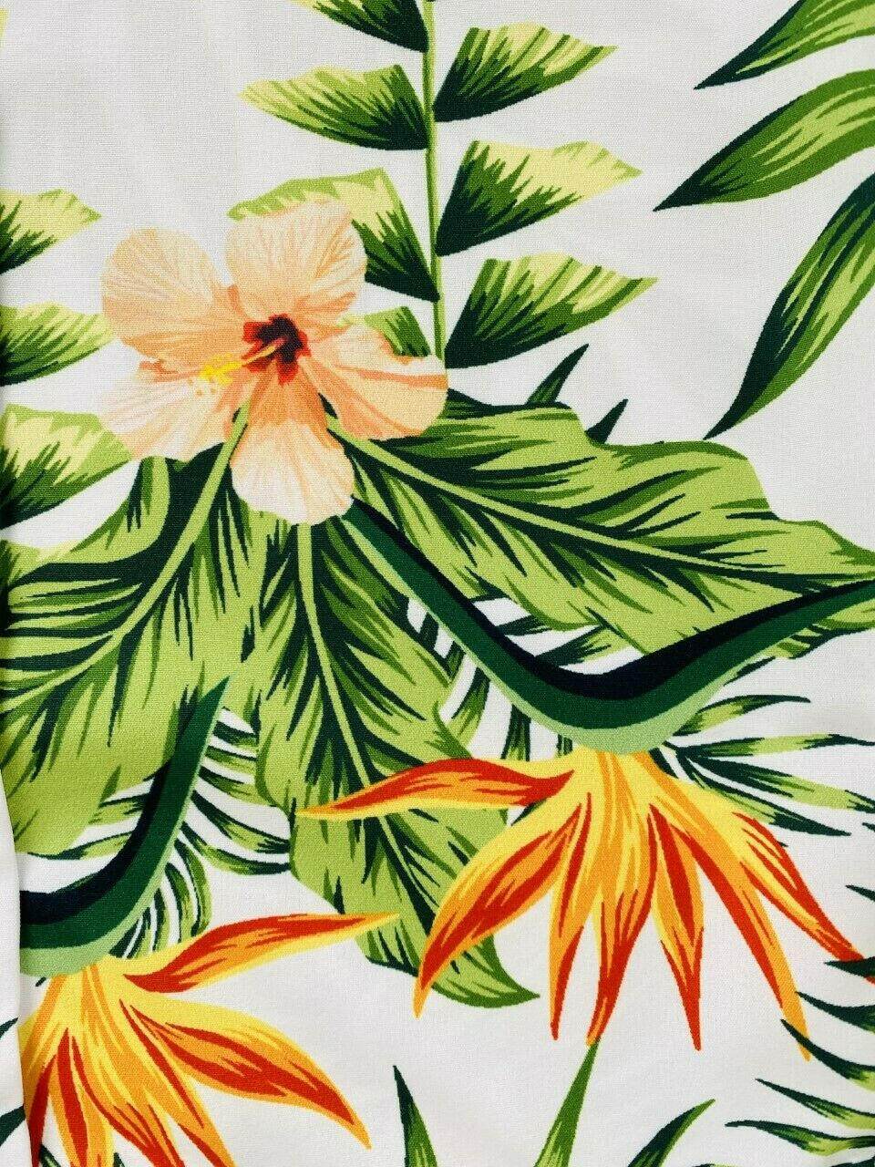 4-5 years new boys shirt green palm & tropical flower print shirt - MARIGOLD
