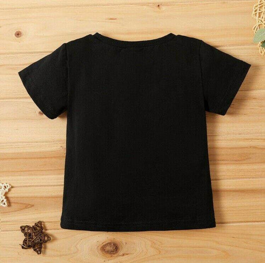size 12-18 months new girls black t-shirt 'Beauty Club' perfume & flower tee - MARIGOLD